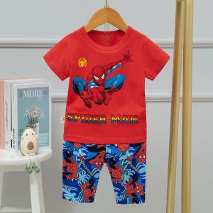 Quality Boys And Girls Korean Shorts Air Conditioned Suits With Cartoon Spider Man wholesale