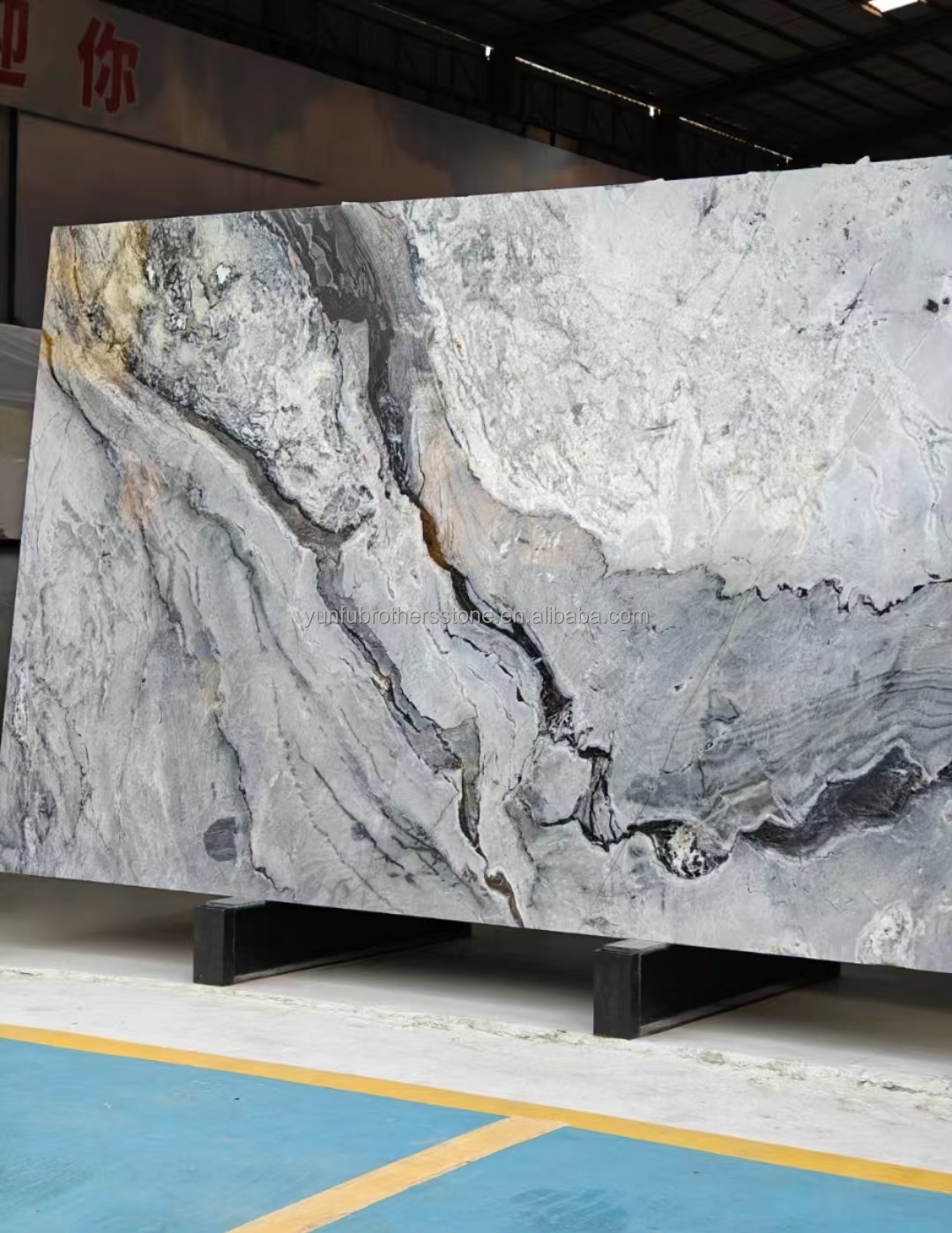 Modern Ink Painting Marble Big Slab Honed Grey Wall Panel and Kitchen Countertop Tile