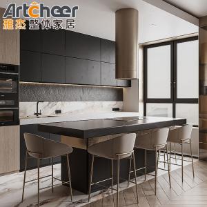 Quality Contemporary Design Wooden Kitchen Cabinets with Island Table and E1 Grade Material wholesale
