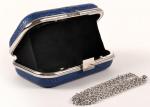 Dark Blue And Silver Ladies Leather Clutch Bags Made Of Faux Python Skin Leather