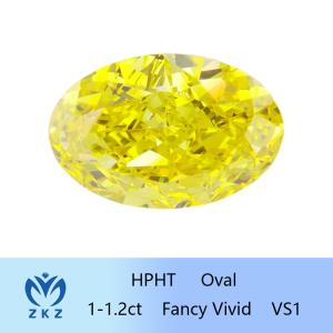 Quality ZKZ Diamond VS1 Oval Cut Fancy Yellow Lab Grown Diamonds 1-1.2ct wholesale