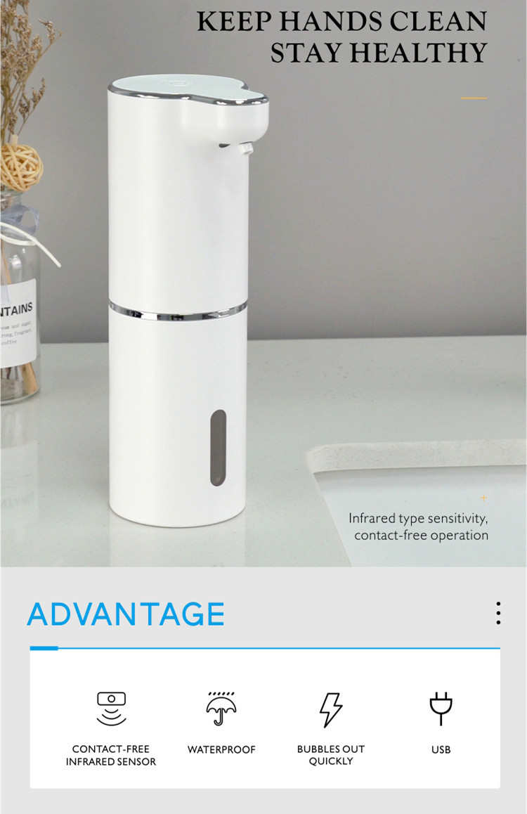 Waterproof Usb Rechargeable Soap Dispenser 300ML Touchless Countertop