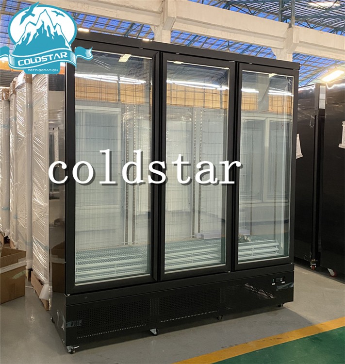 Commercial Freezer 3 Glass Doors Auto Defrost Ice Cream Upright Display Fridge Freezer
