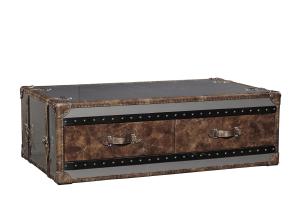 Quality Stainless Steel Side Coffee Table 1.3M Length 4 Drawers Top Genuine Leather Handle wholesale
