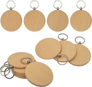 Quality Ecofriendly Blank Wooden Key Chain Laser Engraving Logo Round Shape Wood Souvenir Gift wholesale