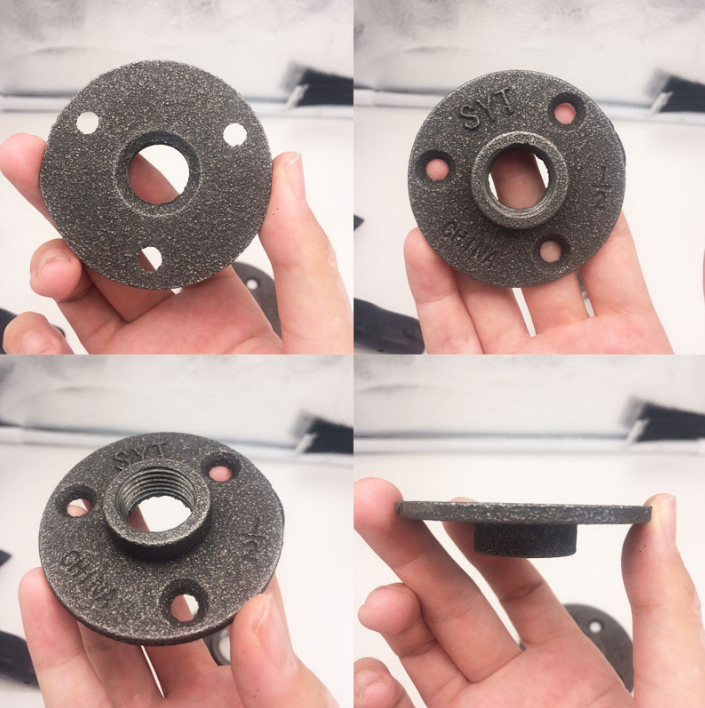 Decorative Iron Pipe Fittings Work with Pipe Fitting Black Malleable Iron Floor Flange