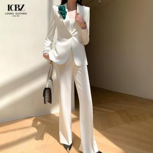 Quality Business Office Work Wear Nonwoven 3 Pieces Sets Women's Suits with Button Decoration wholesale
