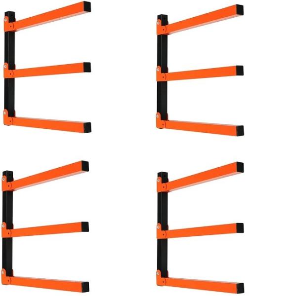 Carbon Steel Wall Mount Wood Organizer and Lumber Storage Metal Rack with 3