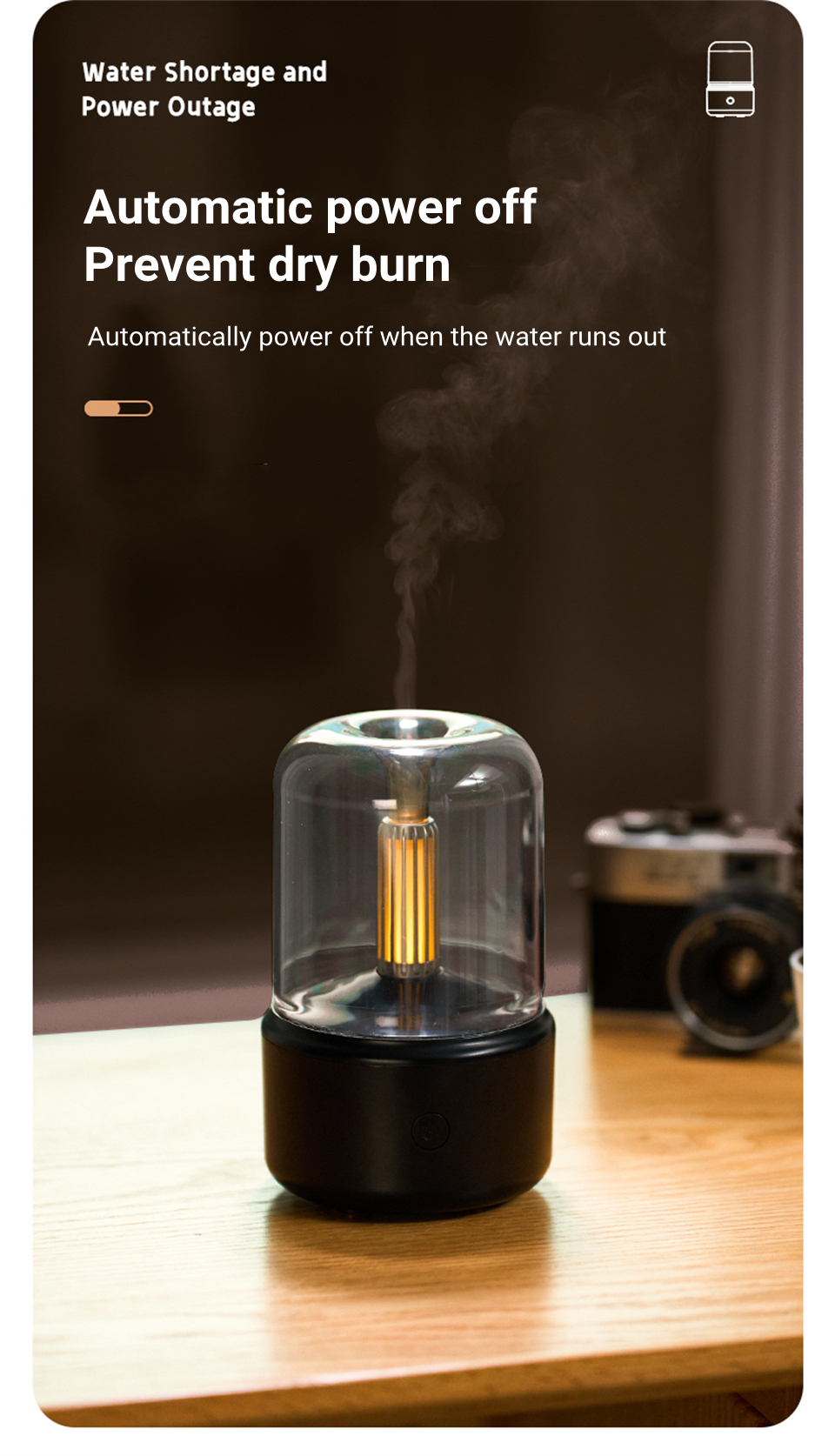 Home Office Use Candle Light Intelligent Humidifier 2022 Creative Gifts Simulation Candle Light Aroma Diffuser