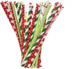 7.75 Inches Birthday Party Favors Santa Hat Snowflake Christmas Paper Straws