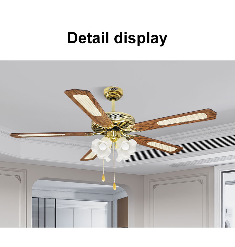 Hotel 52 Inch MDF Blade Ceiling Fan with 100% Copper Motor and Fancy Decorative Design