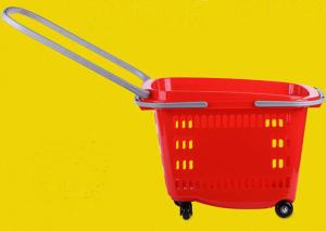 Quality Waterproof Plastic Wheeled Shopping Basket For Supermarket / Store / Home wholesale