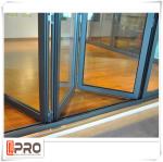 Black Color Aluminum Entrance Folding Glass Doors Heat Insulation glass door