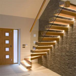 Quality Floating Space Saving Spiral Staircase , Led Wooden Floating Staircase wholesale