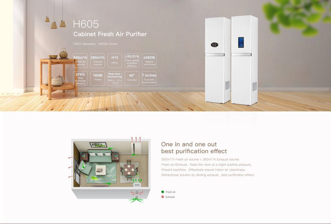 Home Use Ventilation System with Air Purifier, Heat Exchange Intelligent Control HVAC