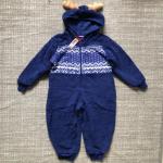 Cute Navy Baby Boy Fleece Romper 100% Polyester With Antler