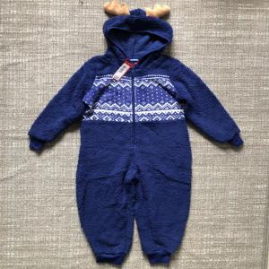 Quality Cute Navy Baby Boy Fleece Romper 100% Polyester With Antler wholesale