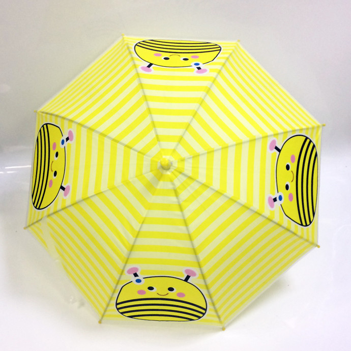 Cute Bees Compact Umbrella For Kids Chome Plated Frame Strawberry Handle Customized Logo