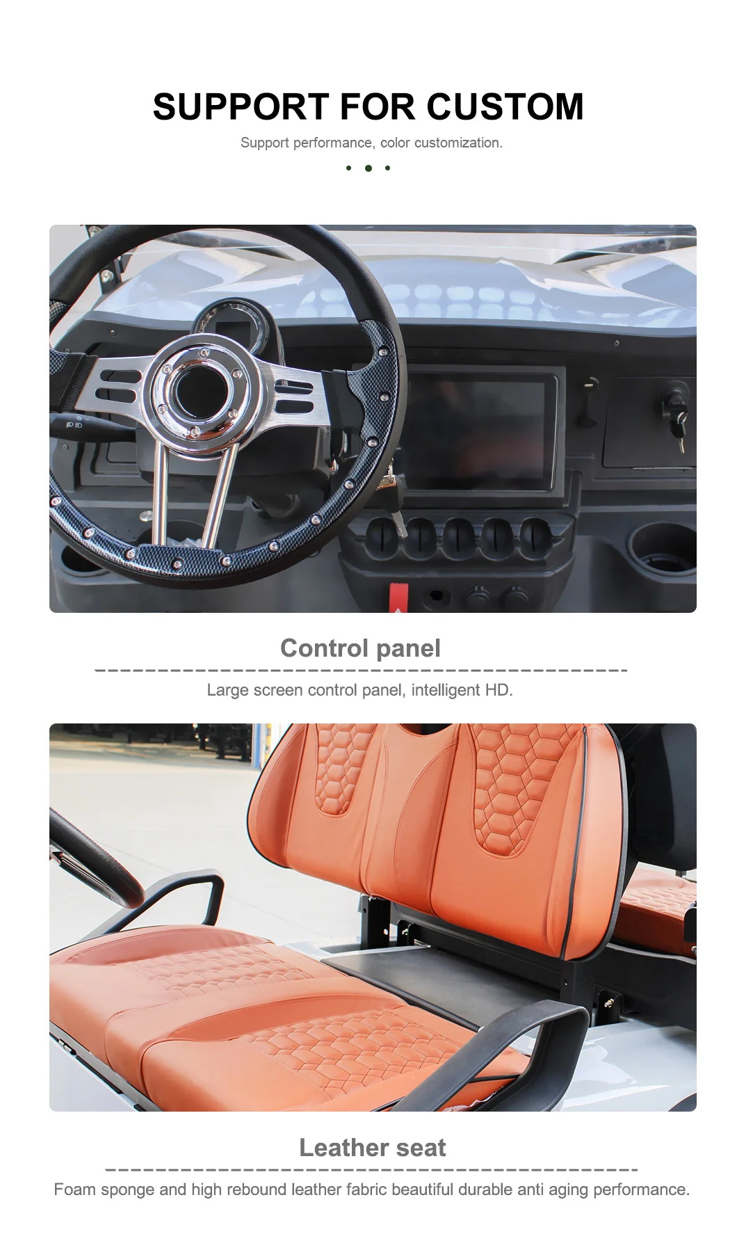 Off Road Club Car with Rear Hub Motor 6 Passenger 5KW Electric Hunting Golf Cart