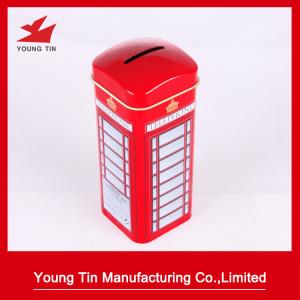 Quality Metal Tinplate Material Square Tin Money Box Recyclable LFGB Certification wholesale