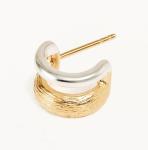 18K Gold and White Gold Shield Hoops Earrings for Women
