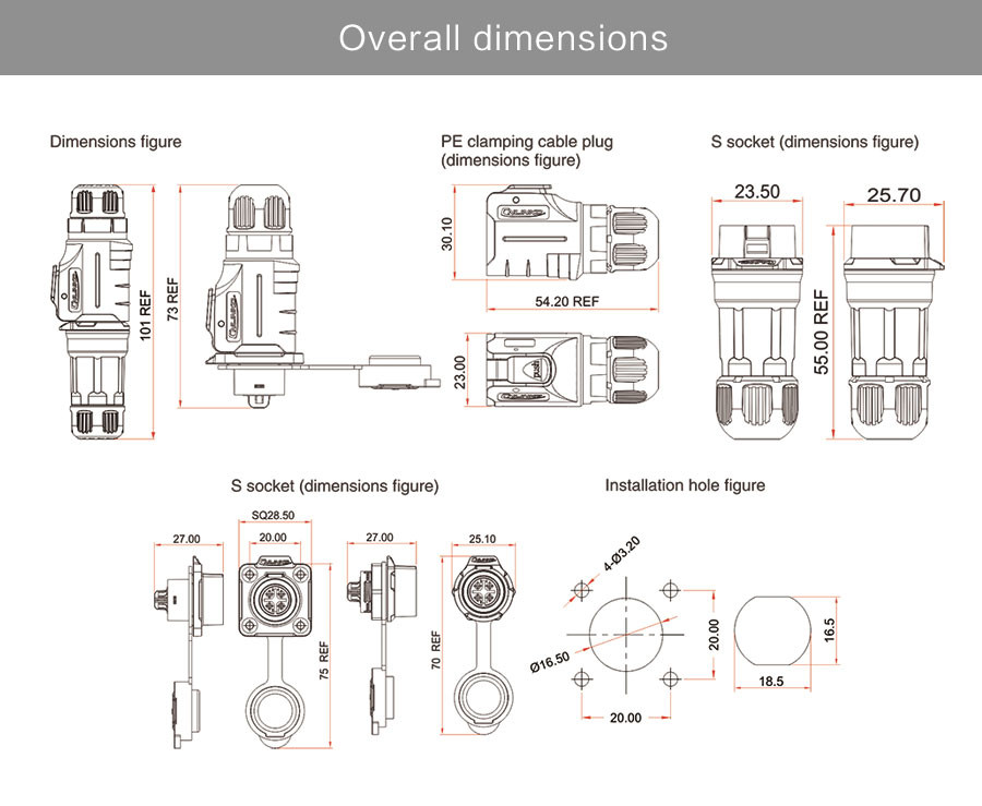 Electronic Components Wiring 26-24 AWG Male Female Waterproof Cables Connectors Quick Plastic Electric 5PIN Connectors