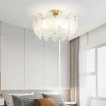 Modern Simple Pearl Feather Glass Chandelier Luxury Living Room Lamp Bedroom