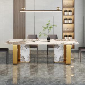Quality Minimalist Stainless Steel Marble Dining Table For Contemporary Living wholesale