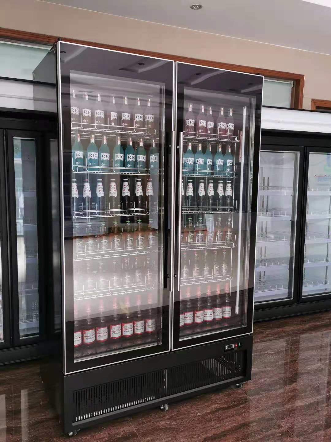 Supermarket meet beef ice cream display 3 glass door upright freezer -22 degrees centigrade