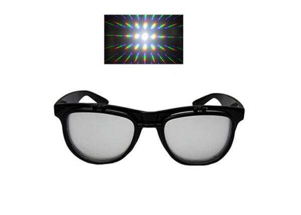 Flip Up Double 3D Diffraction Prism Fireworks Rave Gratings Glasses Black Red