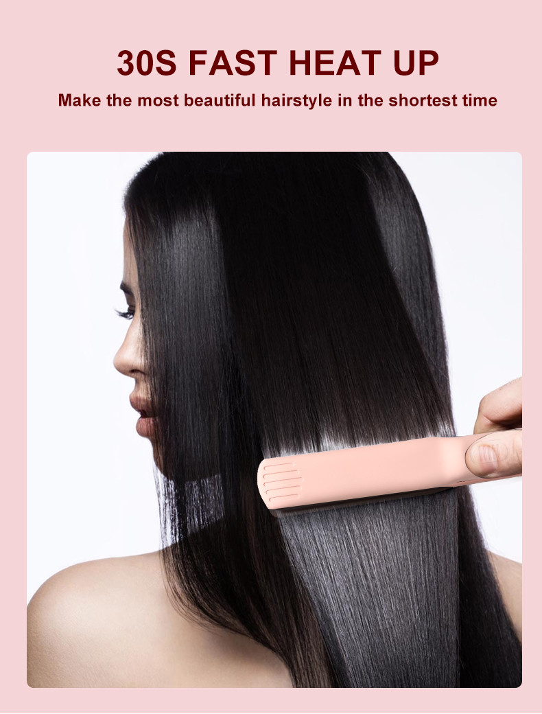 Pink Plate Mini Hair Straightener , Electric Hair Crimper 2600mAh Lithium Battery