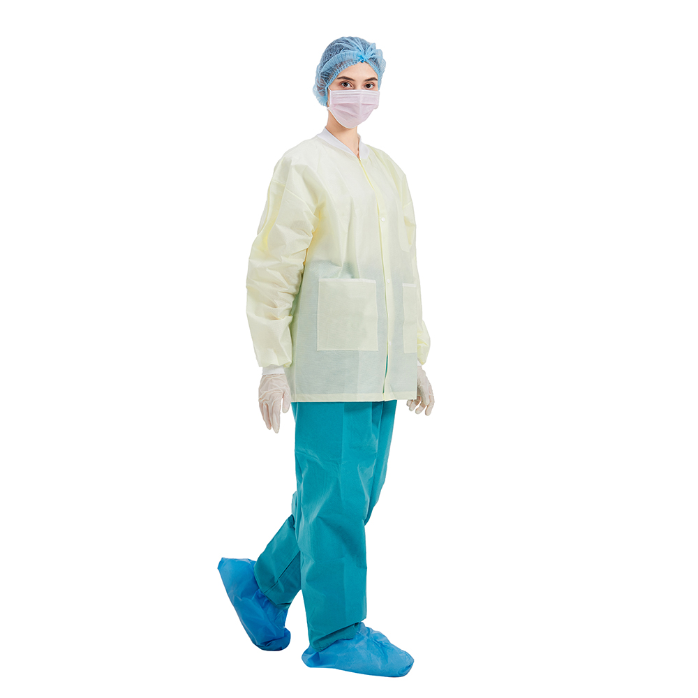 FDA Disposable Lab Coats , Long Sleeves Disposable Hospital Scrubs