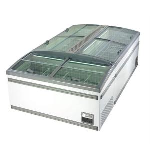 Quality Supermarket Refrigeration Equipment Chest Display Freezer Double Island Freezer with Glass Door wholesale