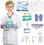 Scientist Costume For Kids Lab Coat With Science Experiment Kit Dress Up &