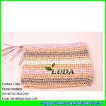 LDZS-011 striped color clutch bag hand crocheting lady macrame paper straw