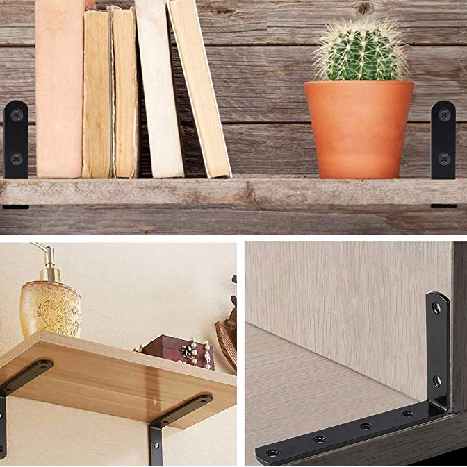 Matte Black Steel Heavy Duty"L" Corner Brace Joint Angle Bracket Shelf Bracket Wall Hanging with Screws