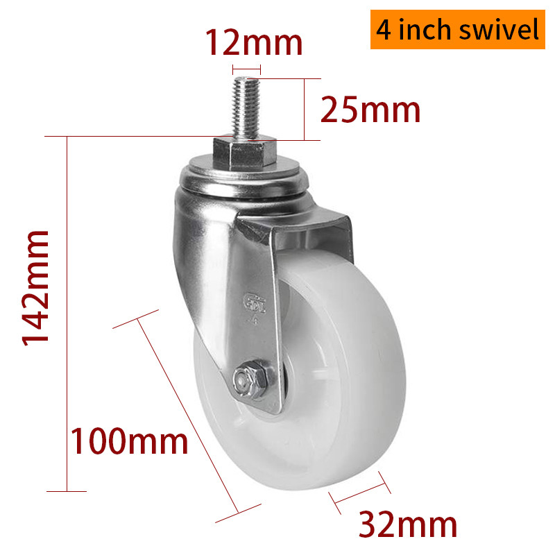 EDL Medium Duty 4inch 150kg Threaded TPA Caster by Swivel and Brake type 504S-26