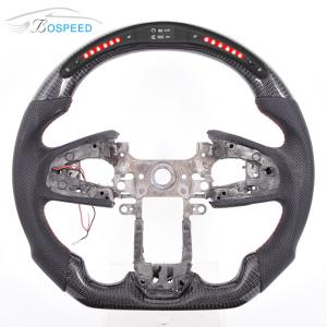Quality Honda Led Red Stripe Forged Carbon Steering Wheel Black Leather Perforated wholesale