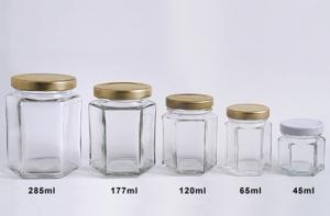 Quality 45ml-285ml hexagonal glass jars for honey/ wholesale