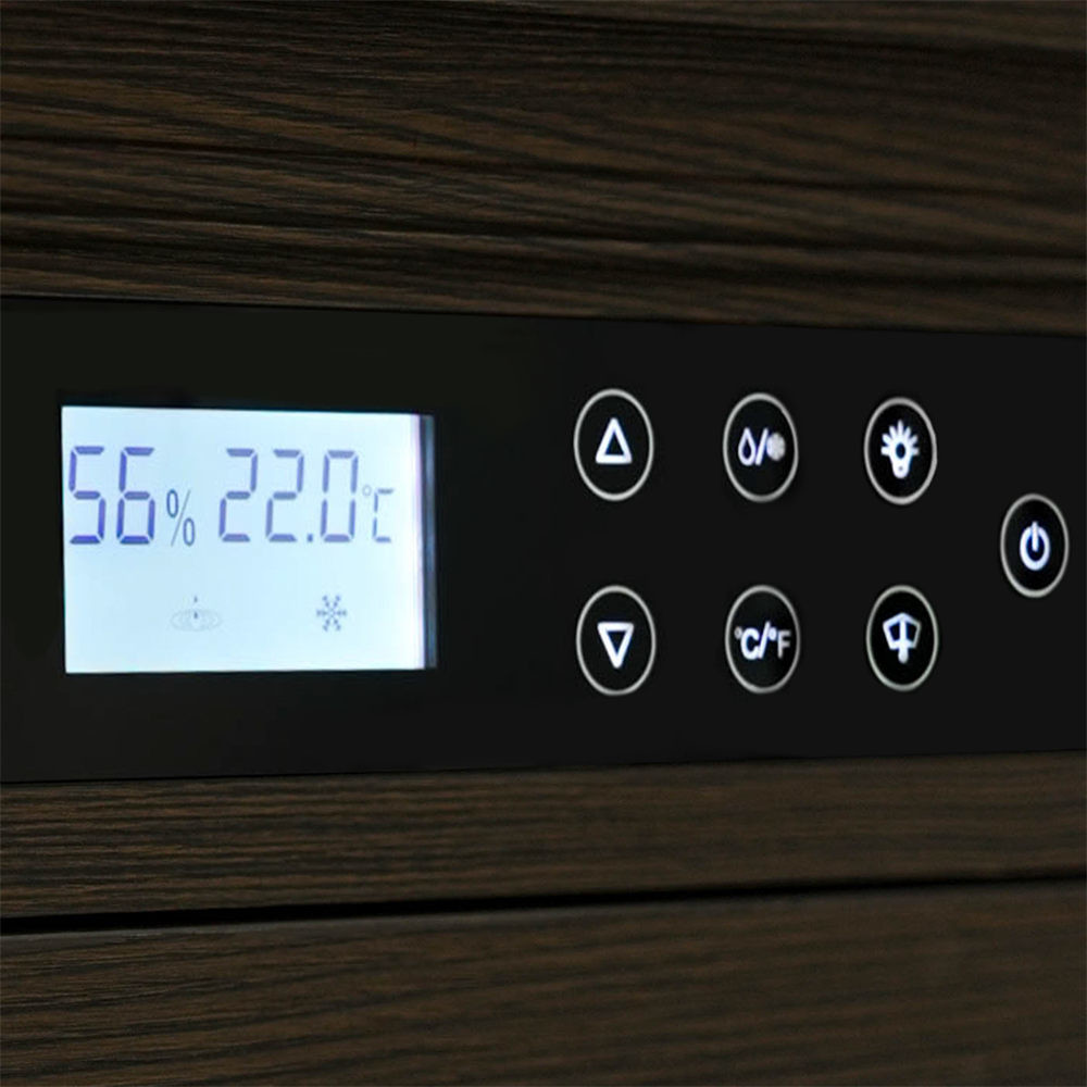 Touch Control Lockable Glass Door Dark Brown Solid Wood Cigar Cooler Humidor