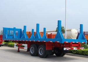 Quality 60T Payload 30ft Steel Roll Pillars 3 Drum Axle Heavy Semi Flatbed Truck Trailer wholesale
