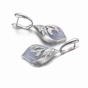 Quality Women Jewelry Rose Gold Blue Chalcedony Dangle Earrings (GDE016) wholesale