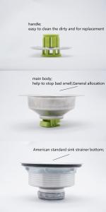 Quality exclusive selling American patent Amazon replacement Stinky eco-friendly stainless steel kitchen sink straine wholesale