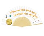 Customize 21cm White Color Bamboo Engraved Logo Hand Fan for Wedding Party