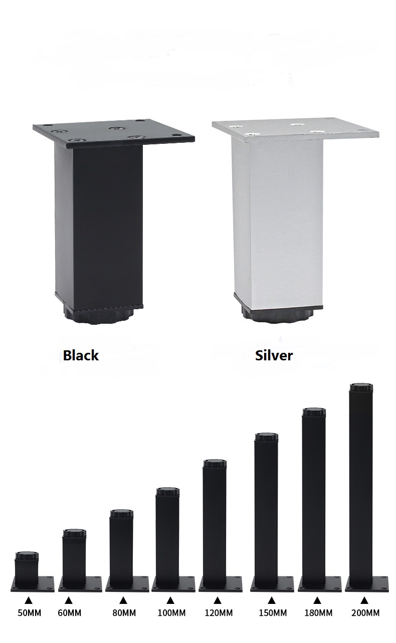 Adjustable Square Aluminum Profile Furniture Feet for Modern Sofa Support 25kg-100kg