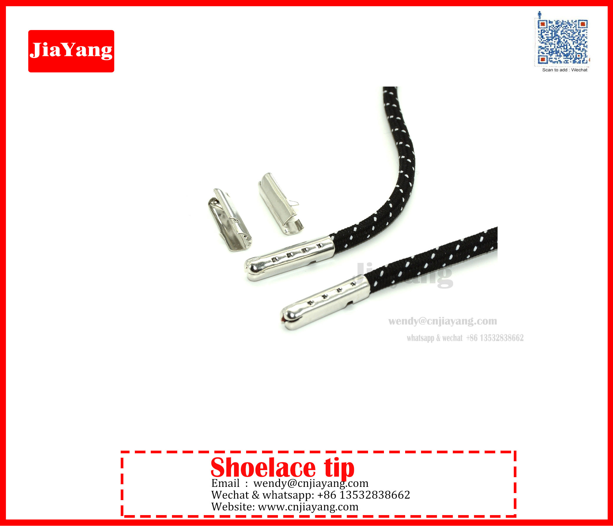 Jiayang metal aglet for end of shoelace drawstring garment