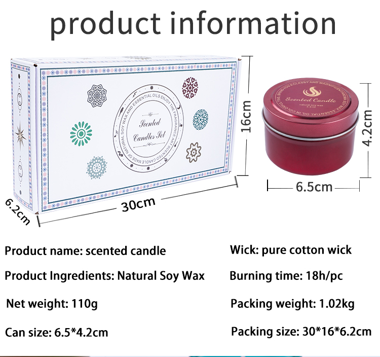 Aroma Candle Soy Handmade Candles Scented Candle Colorful Tin Jars Gift Set