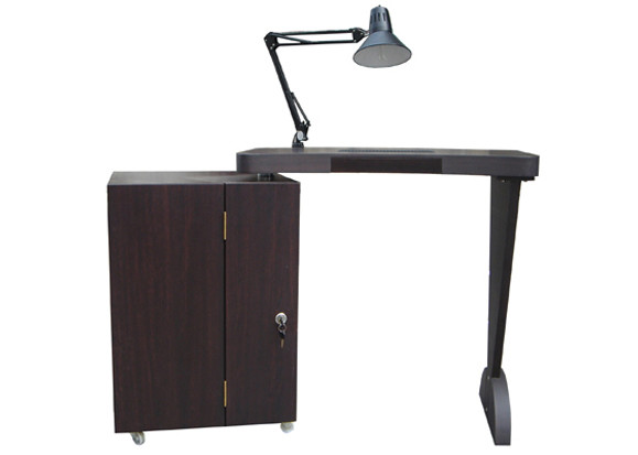 Adjustable Nail Salon Manicure Tables With Led Light , Black Walnut Color