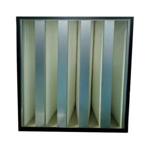Quality Industrial V Bank Air Filter Big Airflow Galvanized Frame Box Type HEPA Filter H14 wholesale