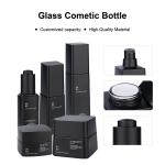 Luxury Glass Cosmetic Packaging Bottle Skincare Set Matt Black 30ml 100ml 125ml